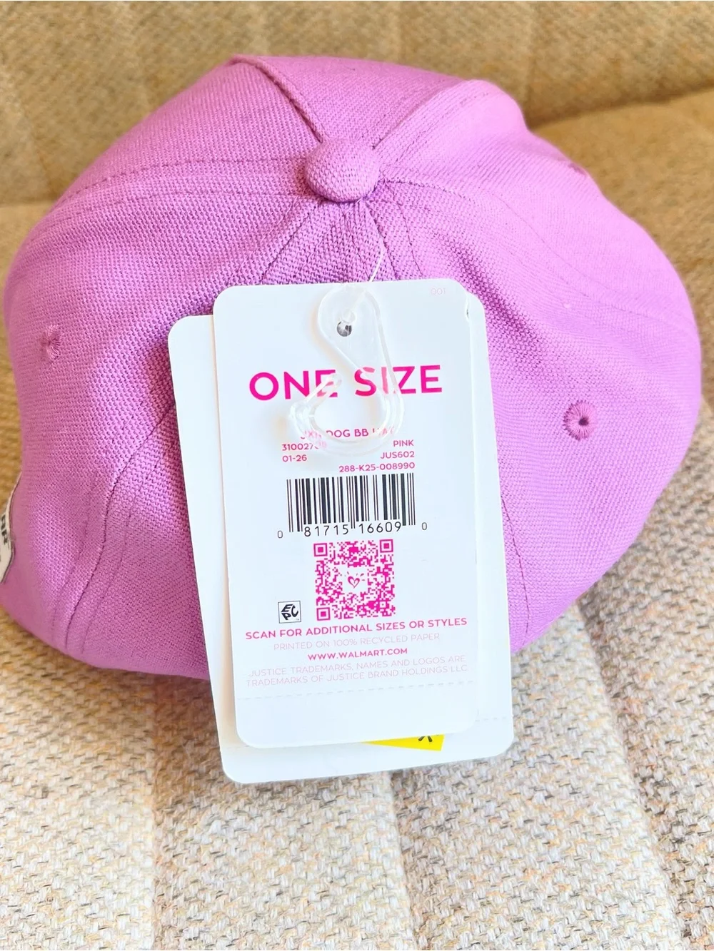 Brand New Kids Pink Glitter Baseball Cap with Cute Character